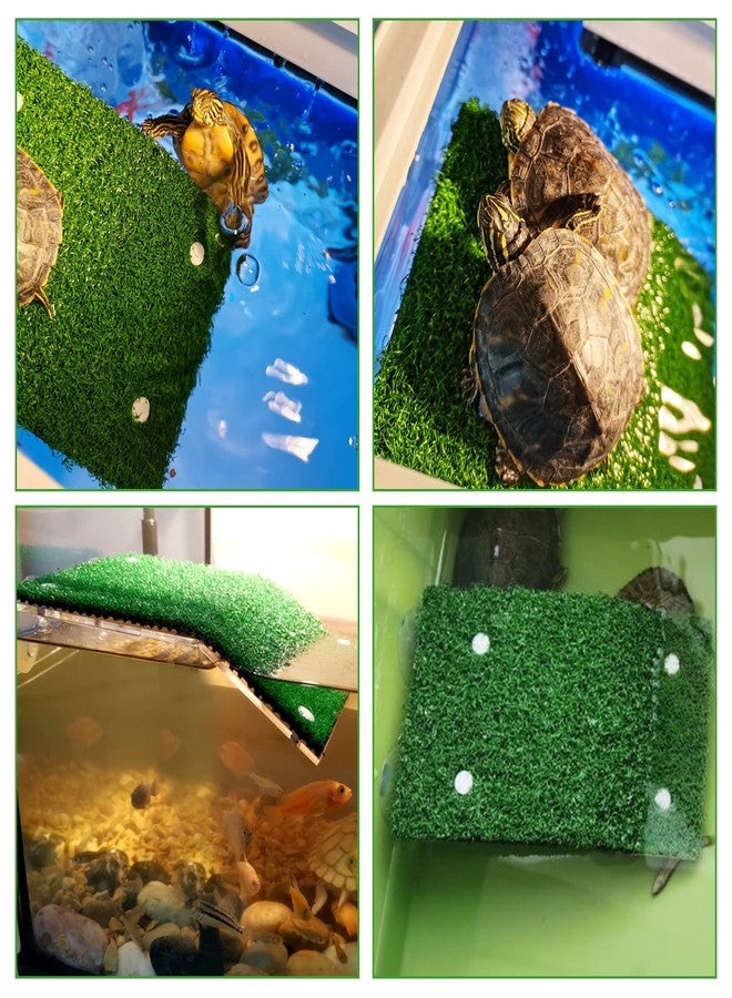 WEAVERBIRD Turtle Basking Platform with Turf, Tortoise Ramp Fish Tank Aquarium Platform, Tortoise Resting Terrace, Turtle Floating Dock with 2Pcs Suction Cups for Turtle, Reptile, Frog - Image 5